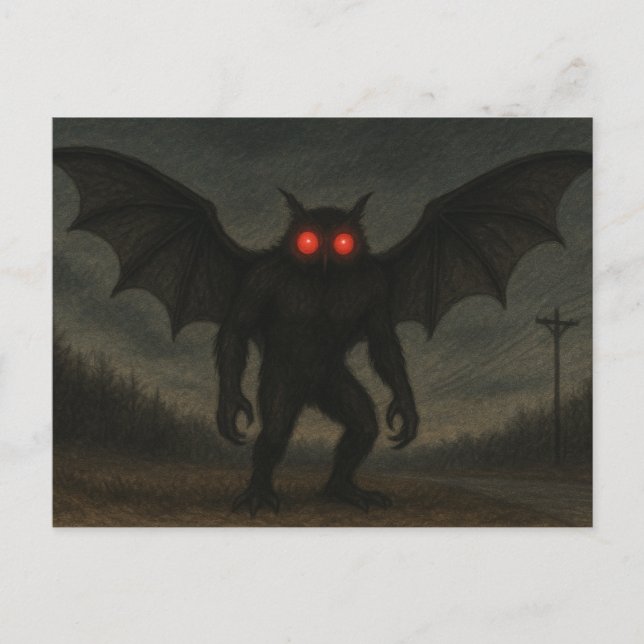 Carte postale de la créature Mothman (Devant)