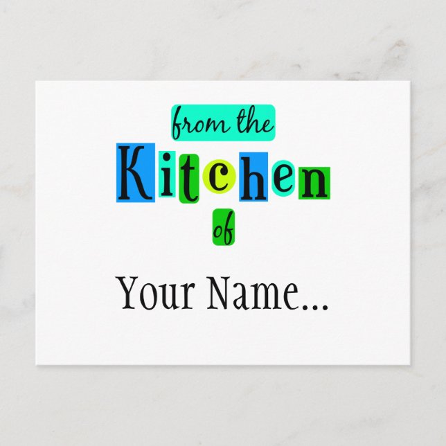 Carte Postale De la cuisine de Retro Blue Green Custom Postca (Devant)