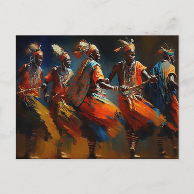Carte postale de la danse des guerriers masaïs Afr (Devant)