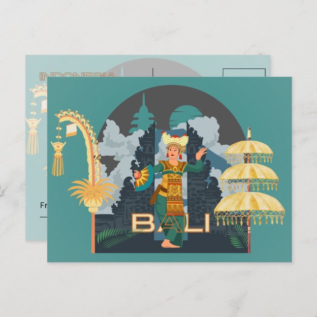 Carte postale de la danseuse balinaise (Devant / Derrière)