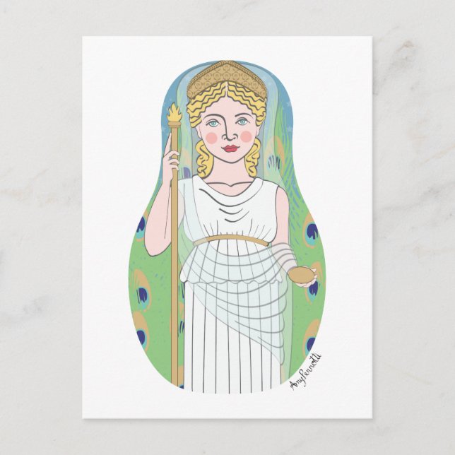 Carte postale de la déesse romaine Juno Matryoshka (Devant)