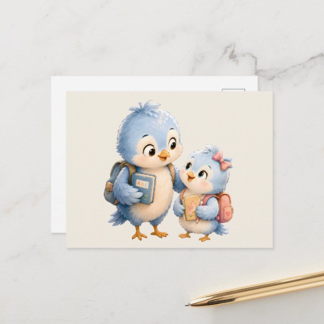 Carte postale de la famille Blue Bird (Devant/Arrière en situation)
