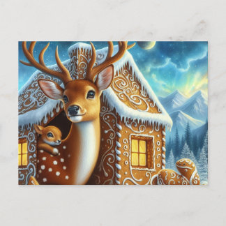 Carte postale de la famille des cerfs d'hiver à la