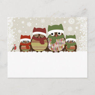 Carte postale de la famille des hiboux de souhaits