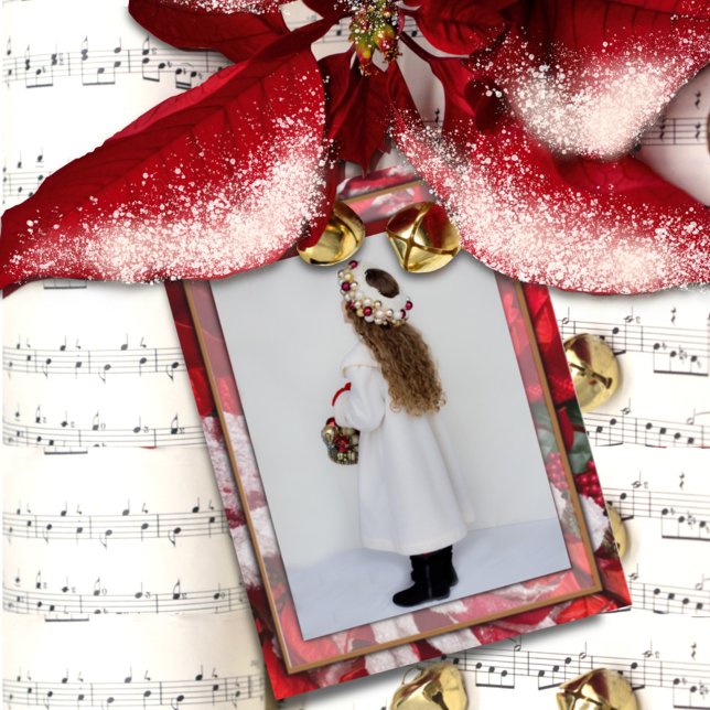 Carte postale de la famille Poinsettia Red Christm (Créateur téléchargé)