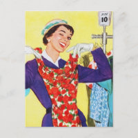 Carte postale de la femme de shopping vintage rétr