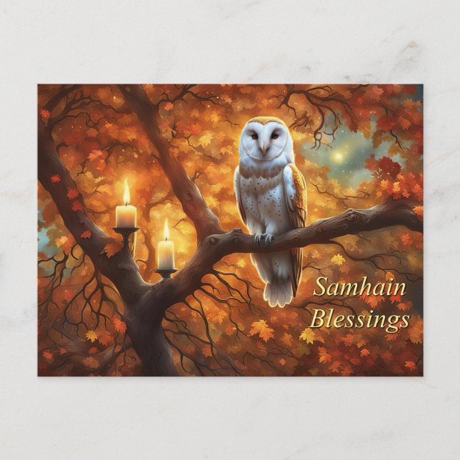 Carte postale de la fête de Samhain avec des bougi (Devant)