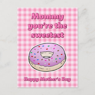 Carte postale de la fête des mères pour donut rose