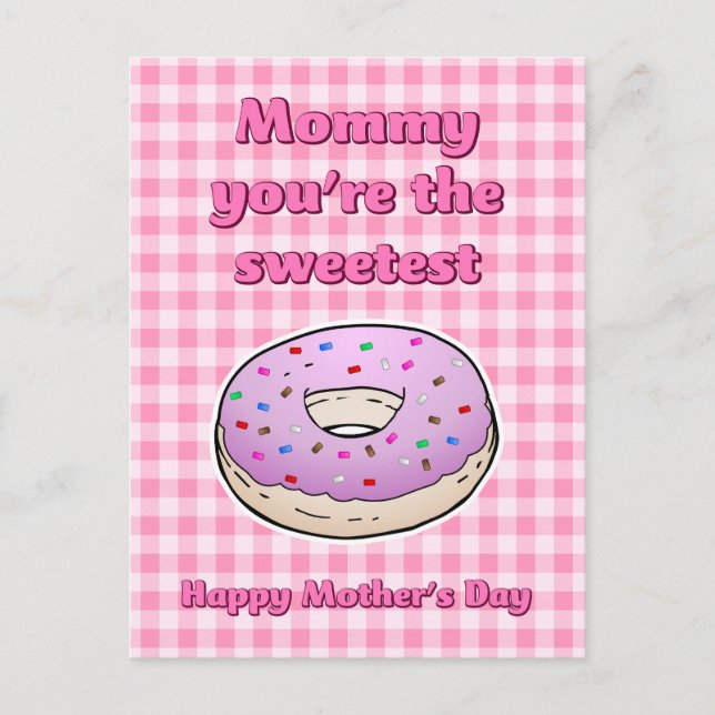 Carte postale de la fête des mères pour donut rose (Devant)