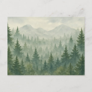 Carte postale de la forêt de pins aquarelle – Mont