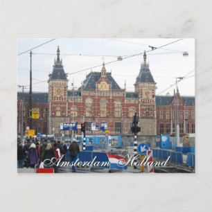 Carte postale de la gare centrale d'Amsterdam