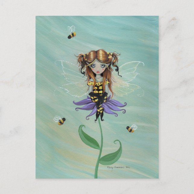 Carte postale de la jolie fée abeille bourdon (Devant)