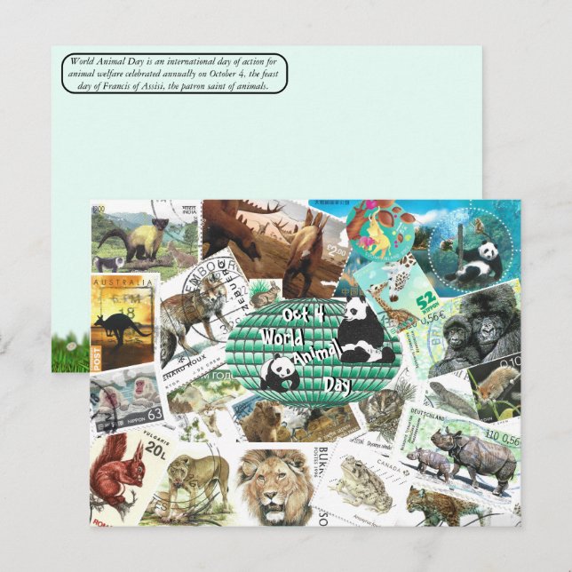 Carte postale de la Journée Mondiale des Animaux a (Devant / Derrière)