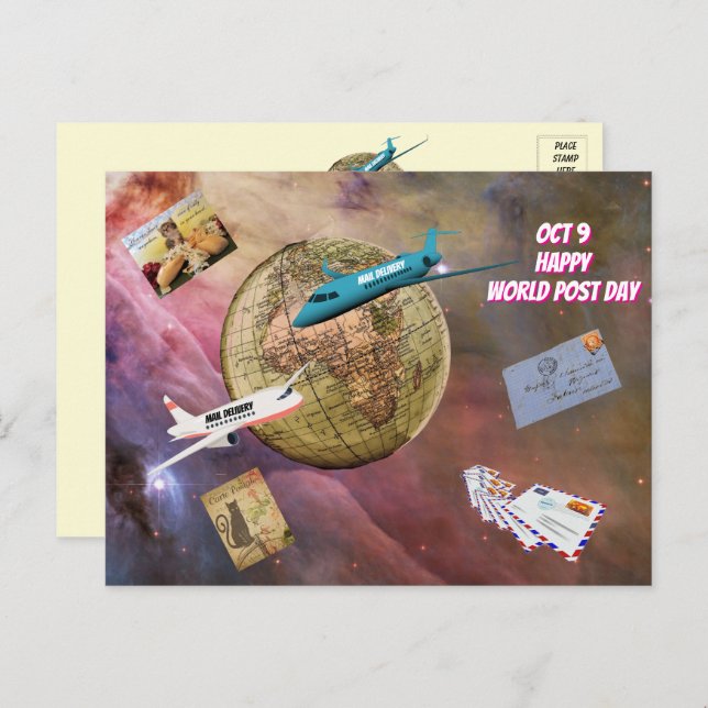 Carte postale de la Journée mondiale des postes (9 (Devant / Derrière)
