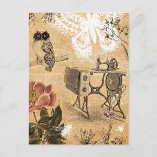 Carte postale de la machine à coudre vintage