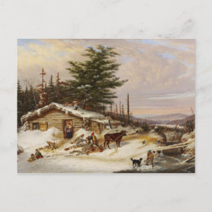 Carte postale de la maison de journaux d'hiver