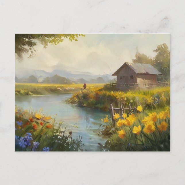 Carte postale de la maison de la nature estivale (Devant)