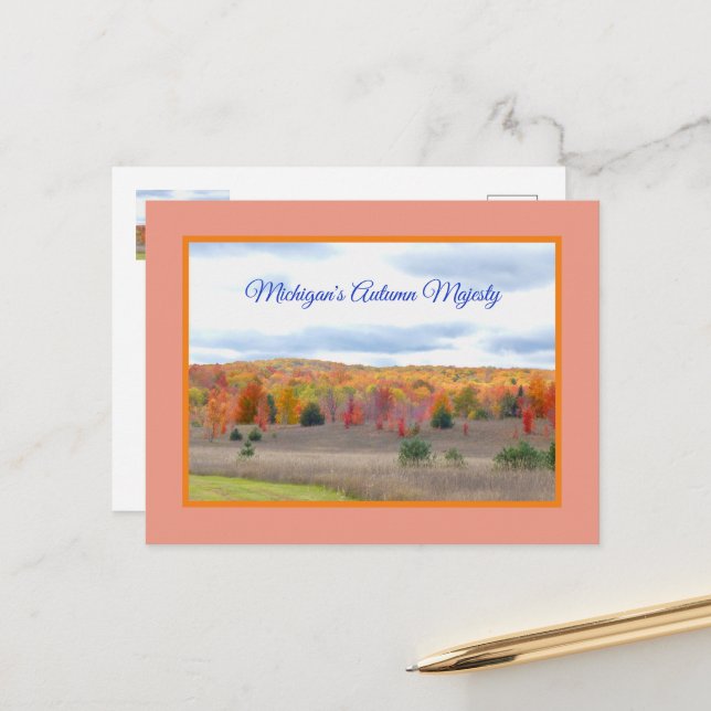 CARTE POSTALE DE LA MAJESTÉ AUTOMNALE DU MICHIGAN (Devant/Arrière en situation)