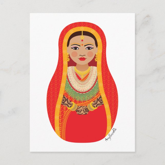 Carte postale de la mariée népalaise Matryoshka (Devant)