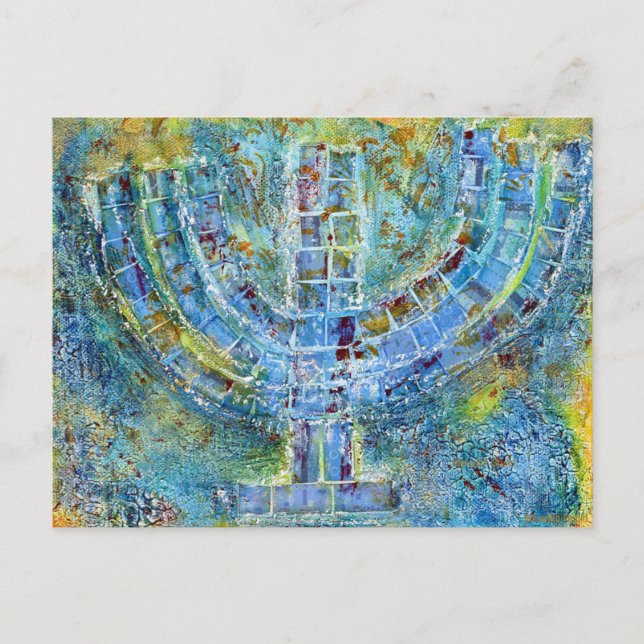 Carte postale de la menorah bleue (Devant)
