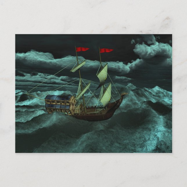 Carte postale de la mer sauvage et orageuse (Devant)