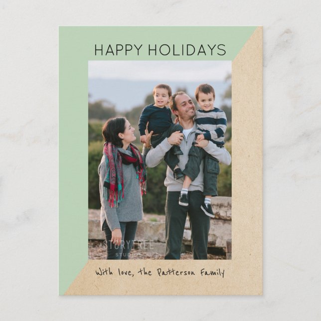 Carte postale de la Mint Green Modern Slant Holida (Devant)