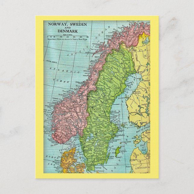 Carte postale de la Norvège, de la Suède et du Dan (Devant)