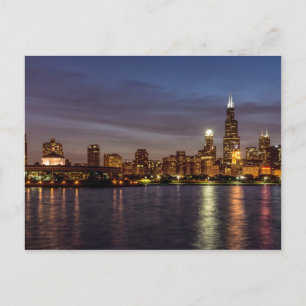 Carte postale de la nuit de Chicago Cityscape