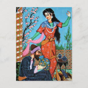 Carte postale de la nymphe dansante et de la poète