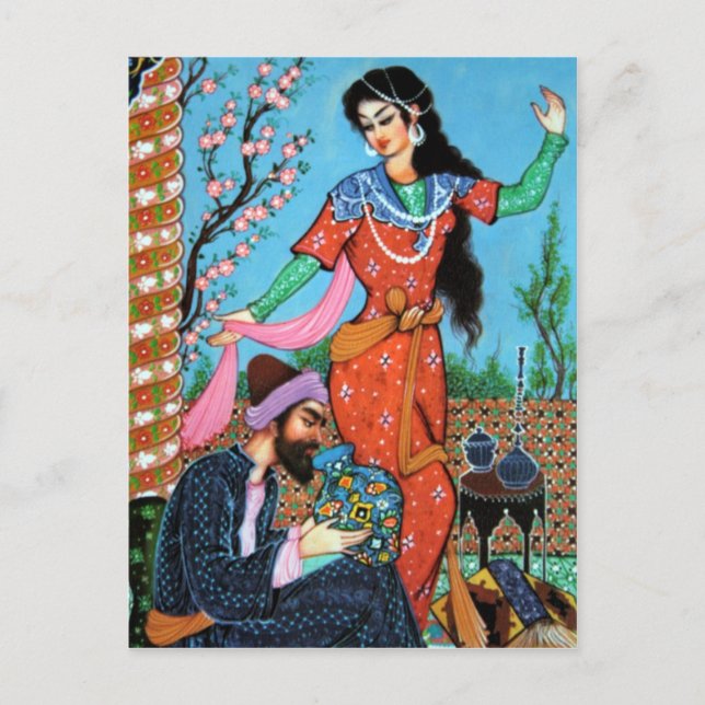 Carte postale de la nymphe dansante et de la poète (Devant)