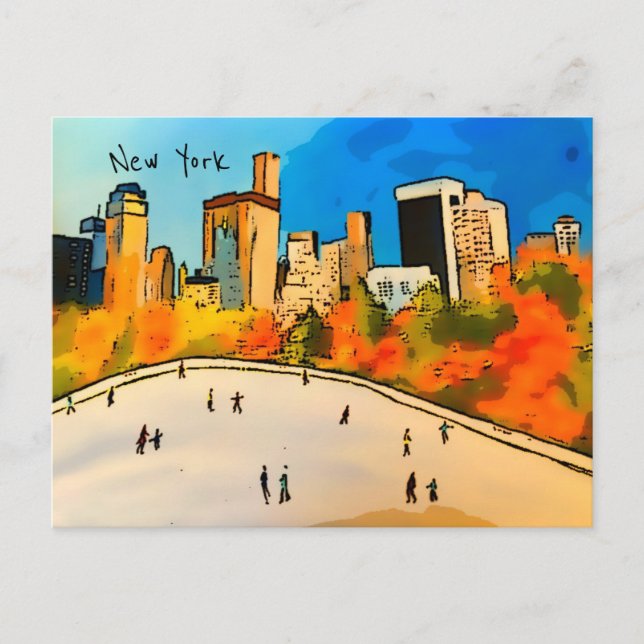 Carte postale de la patinoire de New York (Devant)