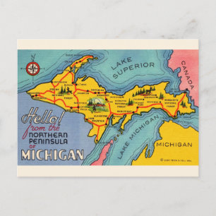 Carte postale de la péninsule nord du Michigan