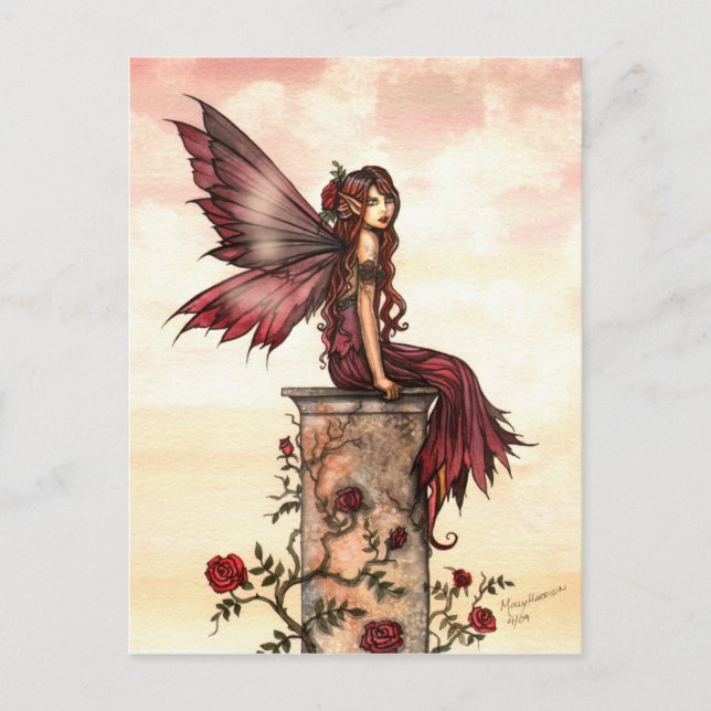 Carte postale de la petite fée de la rose écarlate (Devant)