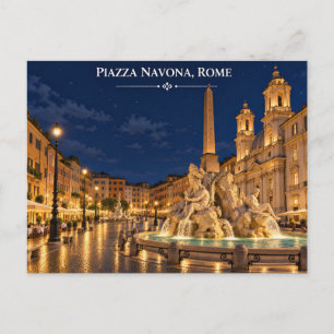 Carte postale de la Piazza Navona de nuit