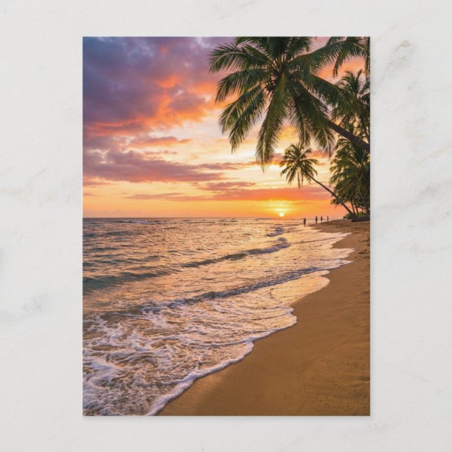 Carte postale de la plage au coucher du soleil tro (Devant)