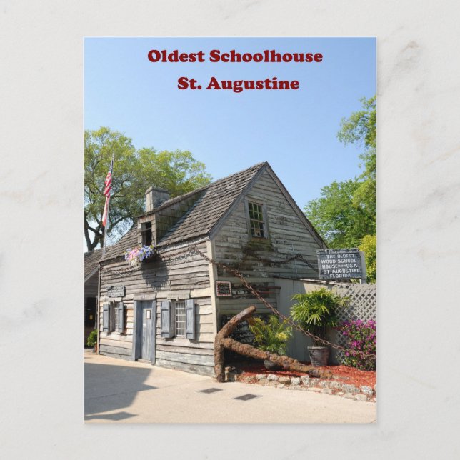 carte postale de la plus ancienne école de bois (Devant)