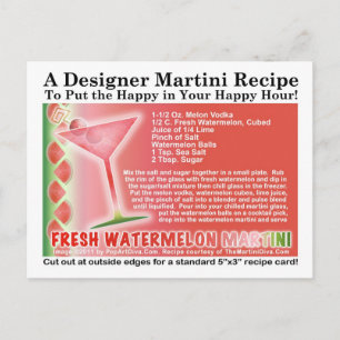 Carte postale de la recette de martini à la pastèq