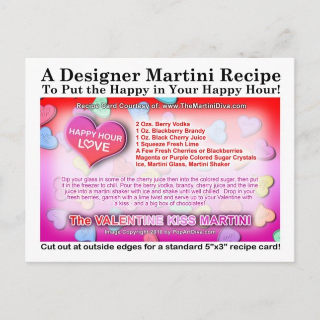 Carte postale de la recette de Martini Valentine's (Devant)