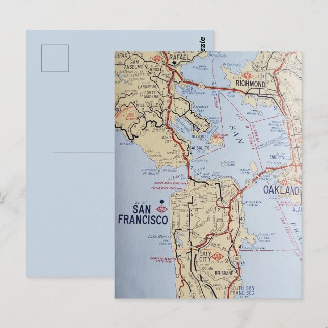 Carte postale de la région de San Francisco (Devant / Derrière)