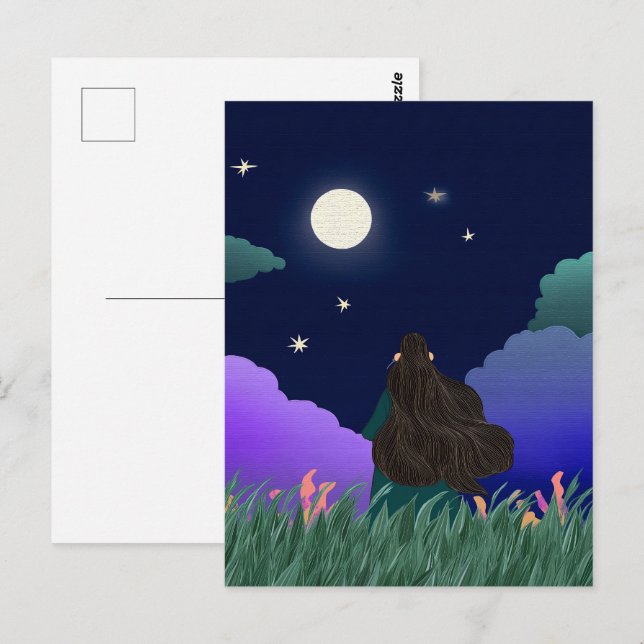Carte postale de la rêveuse au clair de lune (Devant / Derrière)