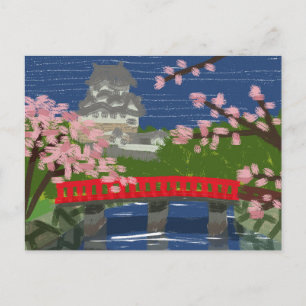 Carte postale de la rivière du château de Himeji