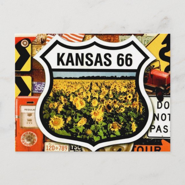 Carte postale de la route 66 du Kansas (Devant)