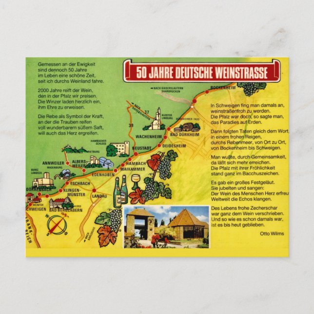 Carte postale de la route du vin d'Allemagne (Devant)