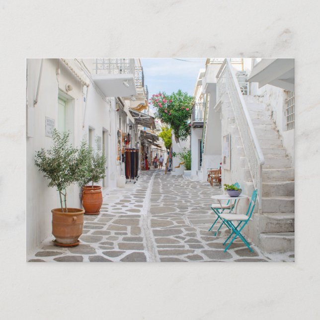 Carte postale de la rue commerçante de Paros Parik (Devant)