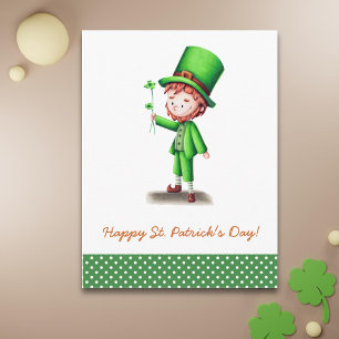 Carte postale de la Saint Patrick avec leprechaun
