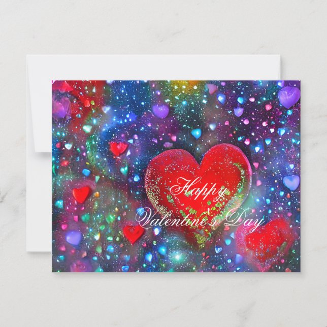 Carte postale de la Saint-Valentin avec coeurs lum (Devant)