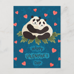 Carte postale de la Saint-Valentin avec des pandas