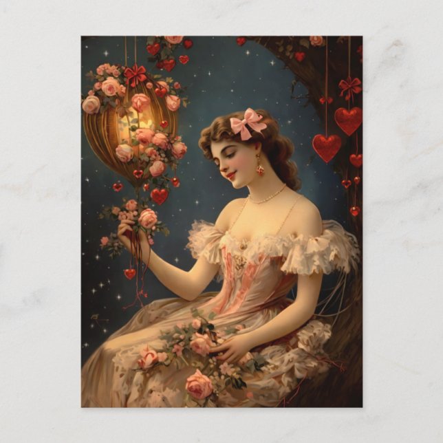 Carte postale de la Saint-Valentin romantique vint (Devant)
