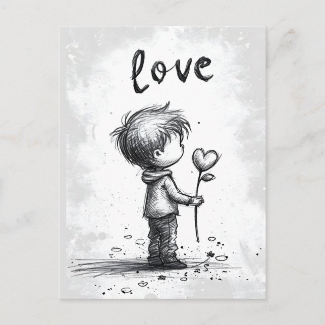 Carte postale de la Saint-Valentin tenue par un ga (Devant)