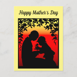 Carte postale de la silhouette de la mère et de l'